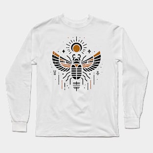 Scarab Beetle Minimal Egyptian Hieroglyphic Occult Esoteric Long Sleeve T-Shirt